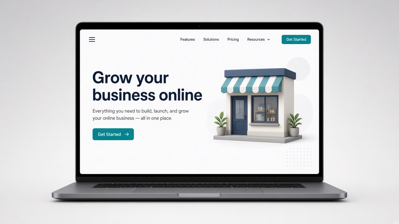 Clean free business website mockup — grow online