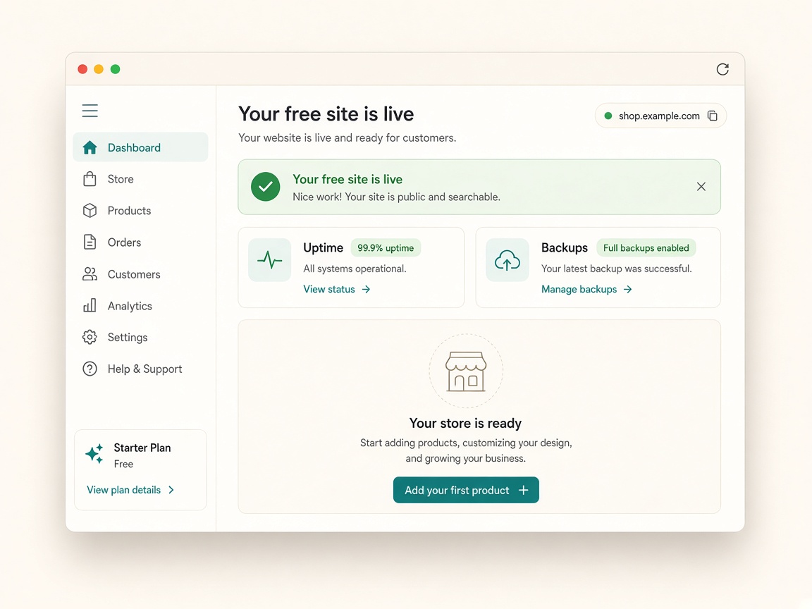 Free hosting with full backups and live subdomain status