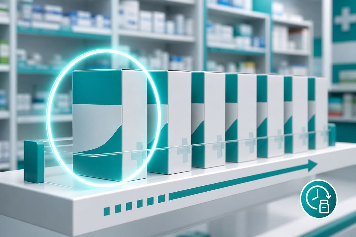 FEFO First Expired First Out pharmacy shelf