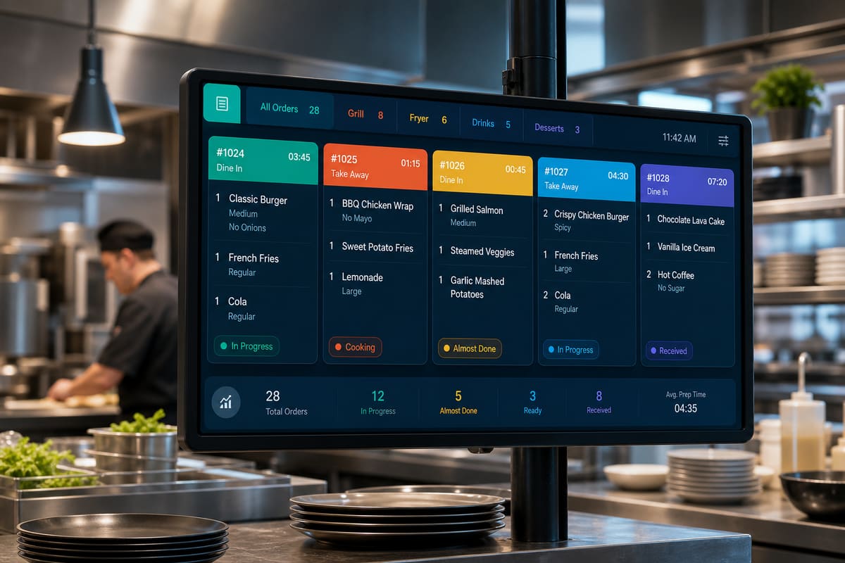 Kitchen Display System with live order tickets