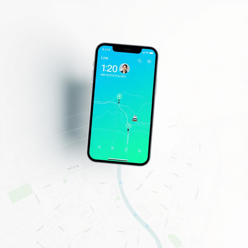3D phone showing live rider tracking app
